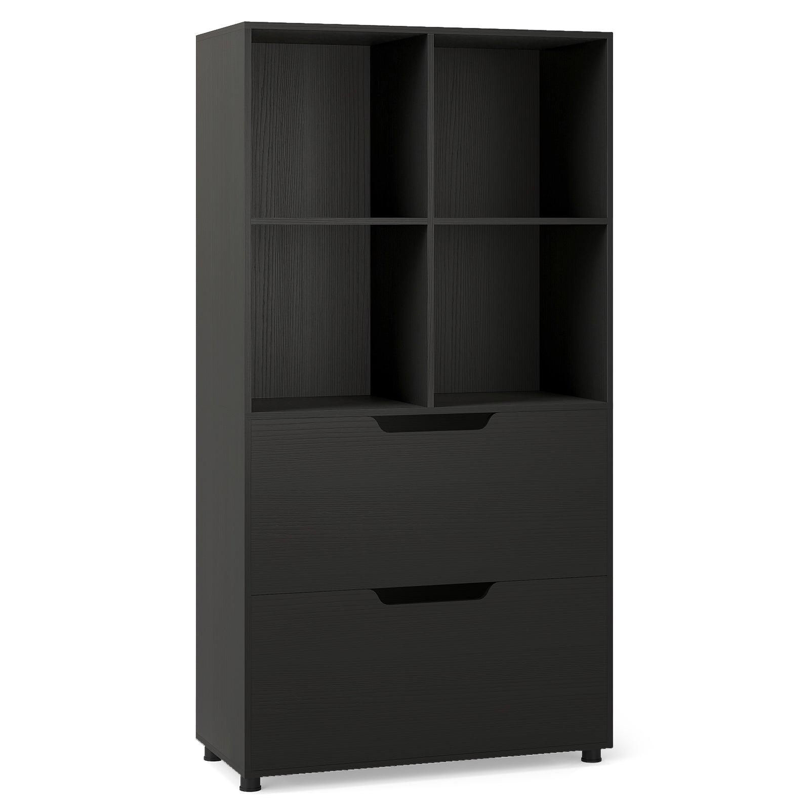4-Cube Bookcase With 2 Drawers, 51 Inch, Black Bookcases at Gallery Canada