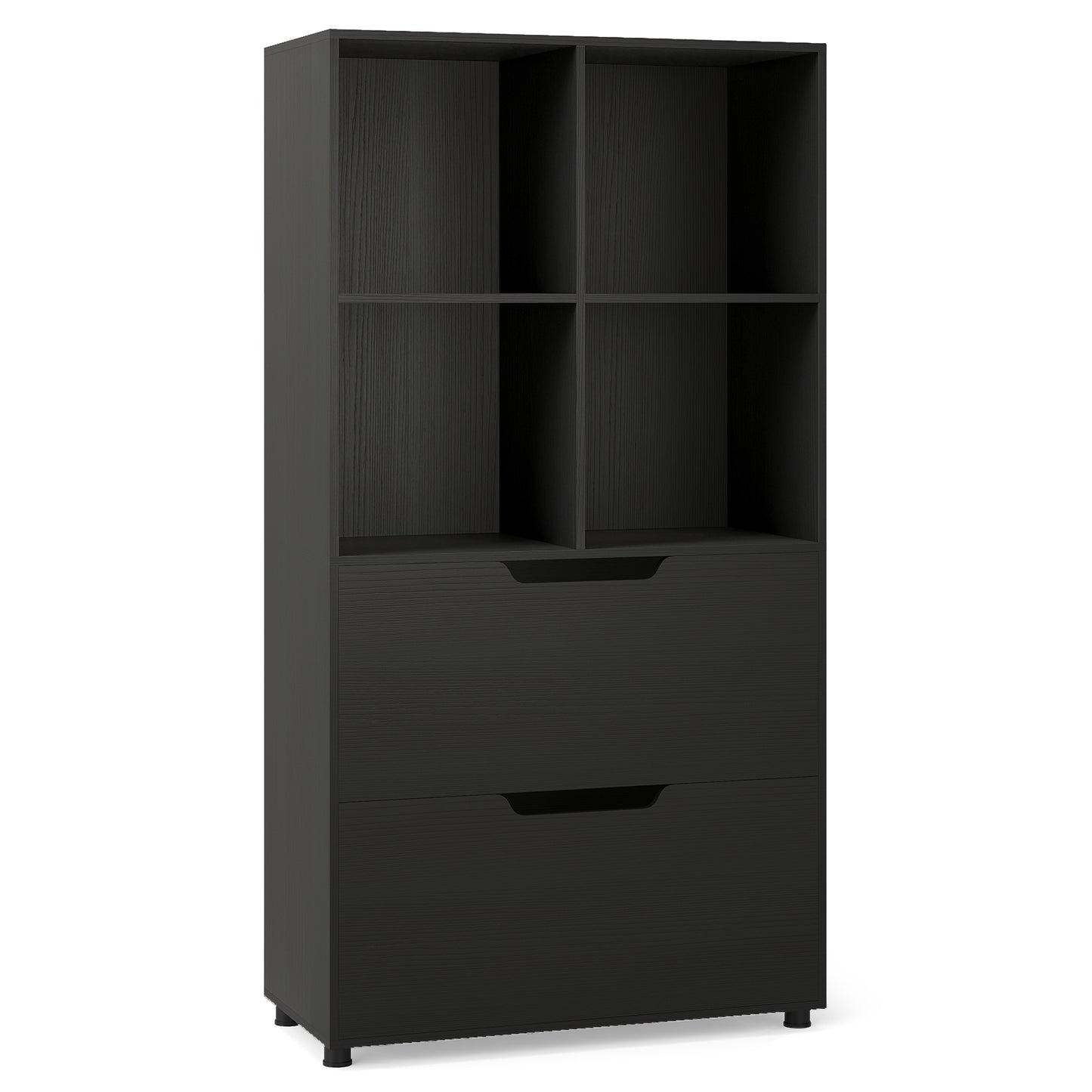 4-Cube Bookcase With 2 Drawers, 51 Inch, Black Bookcases at Gallery Canada
