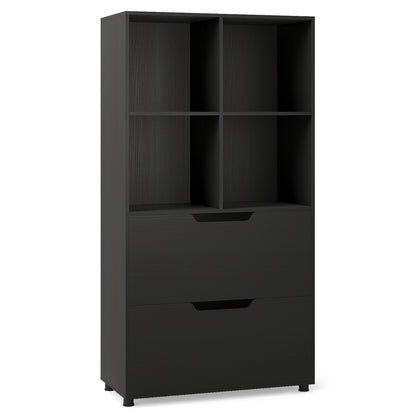 4-Cube Bookcase With 2 Drawers, 51 Inch, Black Bookcases at Gallery Canada