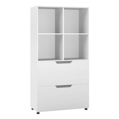 4-Cube Bookcase With 2 Drawers, 51 Inch, 5-Tier Bookshelf, White Bookcases at Gallery Canada