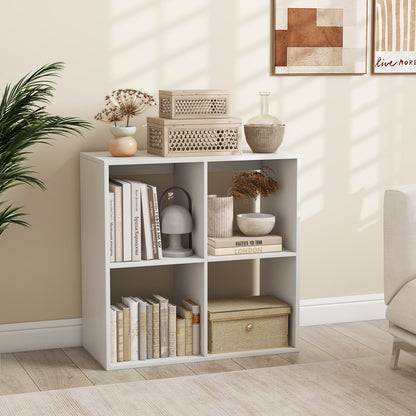 4 Cube Bookshelf With Back Guardrail, White Bookcases at Gallery Canada
