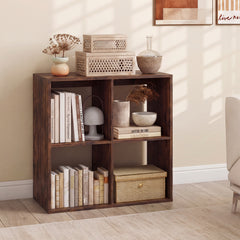 4 Cube Bookshelf With Back Guardrail, Coffee Bookcases Coffee at Gallery Canada