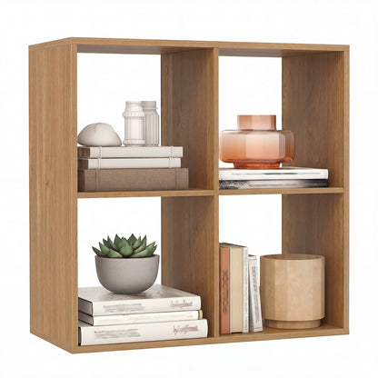 4 Cube Bookshelf, With Back Guardrail, Natural Bookcases at Gallery Canada