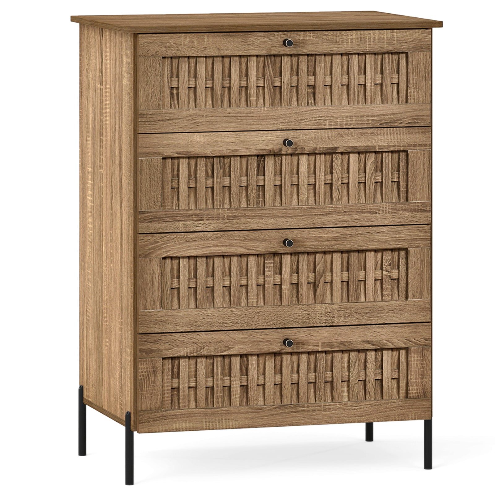 4-Drawer Dresser with Interlocking Mechanism and Metal Legs for Bedroom, Oak Dressers & Chests at Gallery Canada