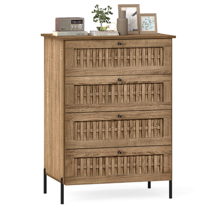 4-Drawer Dresser with Interlocking Mechanism and Metal Legs for Bedroom, Oak Dressers & Chests at Gallery Canada