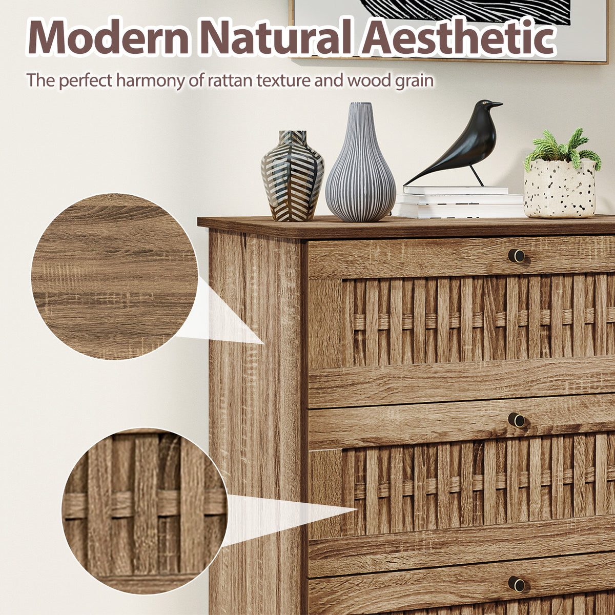 4-Drawer Dresser with Interlocking Mechanism and Metal Legs for Bedroom, Oak Dressers & Chests at Gallery Canada