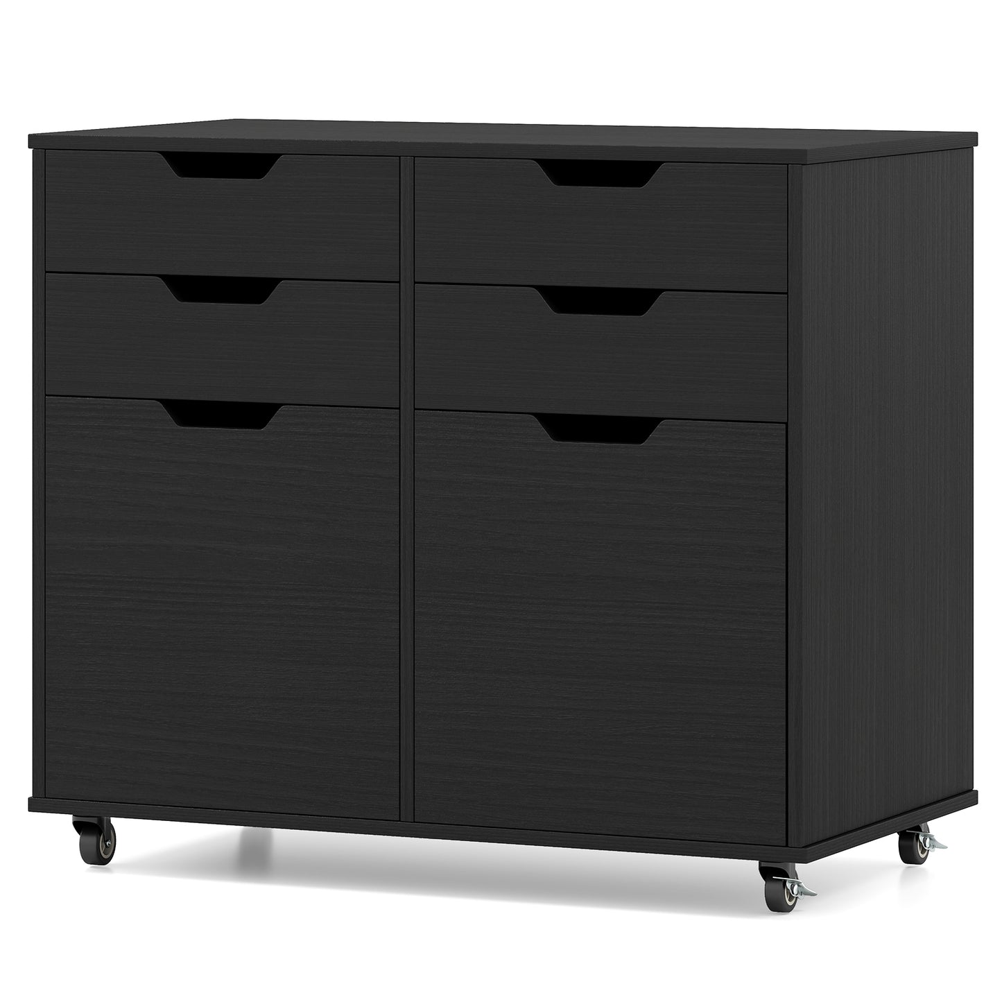 4 Drawer File Cabinet With Wheels, Black File Cabinets Black at Gallery Canada