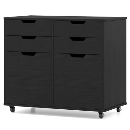 4 Drawer File Cabinet With Wheels, Black File Cabinets Black at Gallery Canada