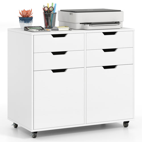 4 Drawer File Cabinet With Wheels, White