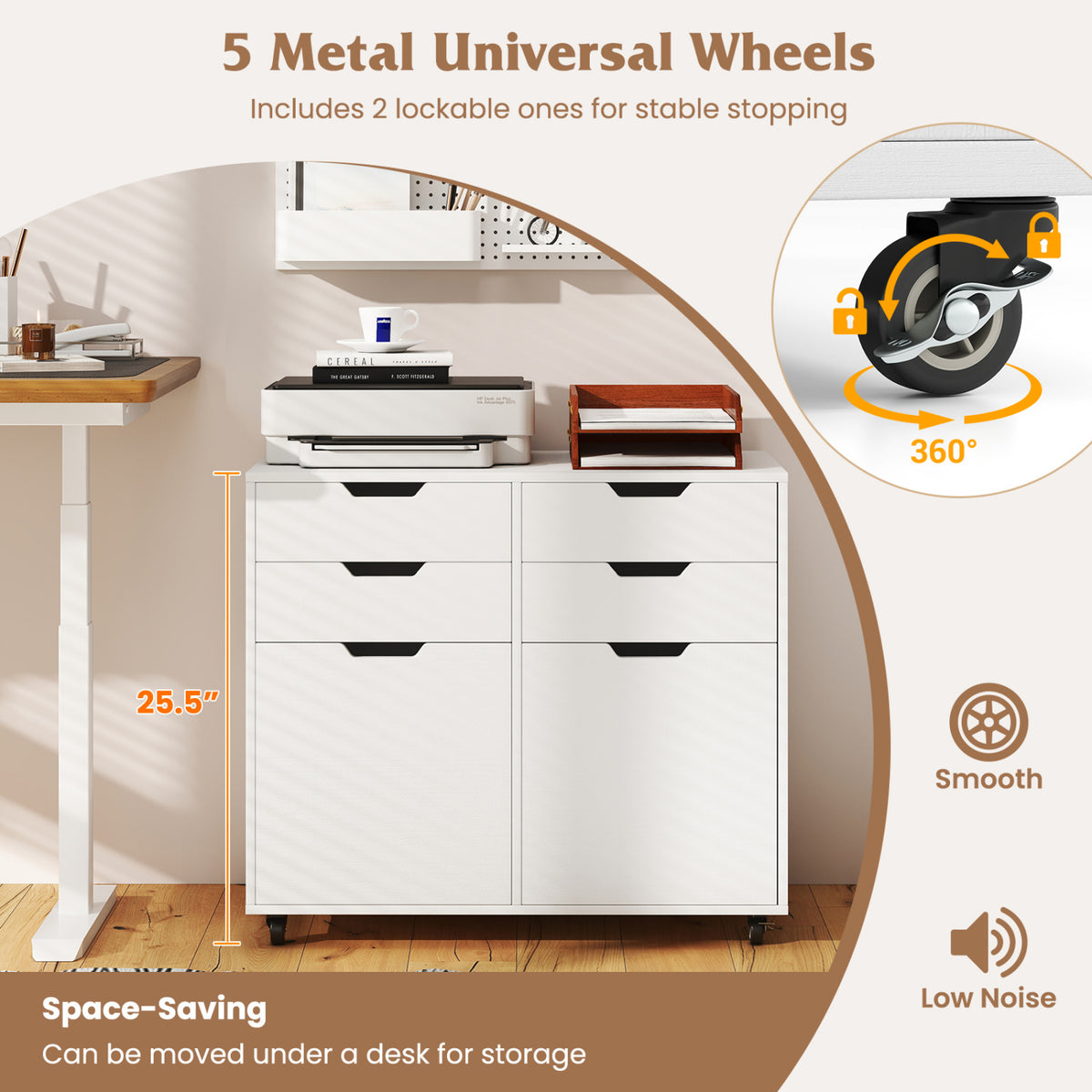 4 Drawer File Cabinet With Wheels, White File Cabinets at Gallery Canada