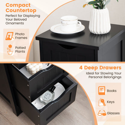 4-Drawer Freestanding Floor Cabinet, Anti-Toppling Device, Black Floor Cabinets at Gallery Canada