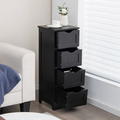 4-Drawer Freestanding Floor Cabinet, Anti-Toppling Device, Black Floor Cabinets at Gallery Canada