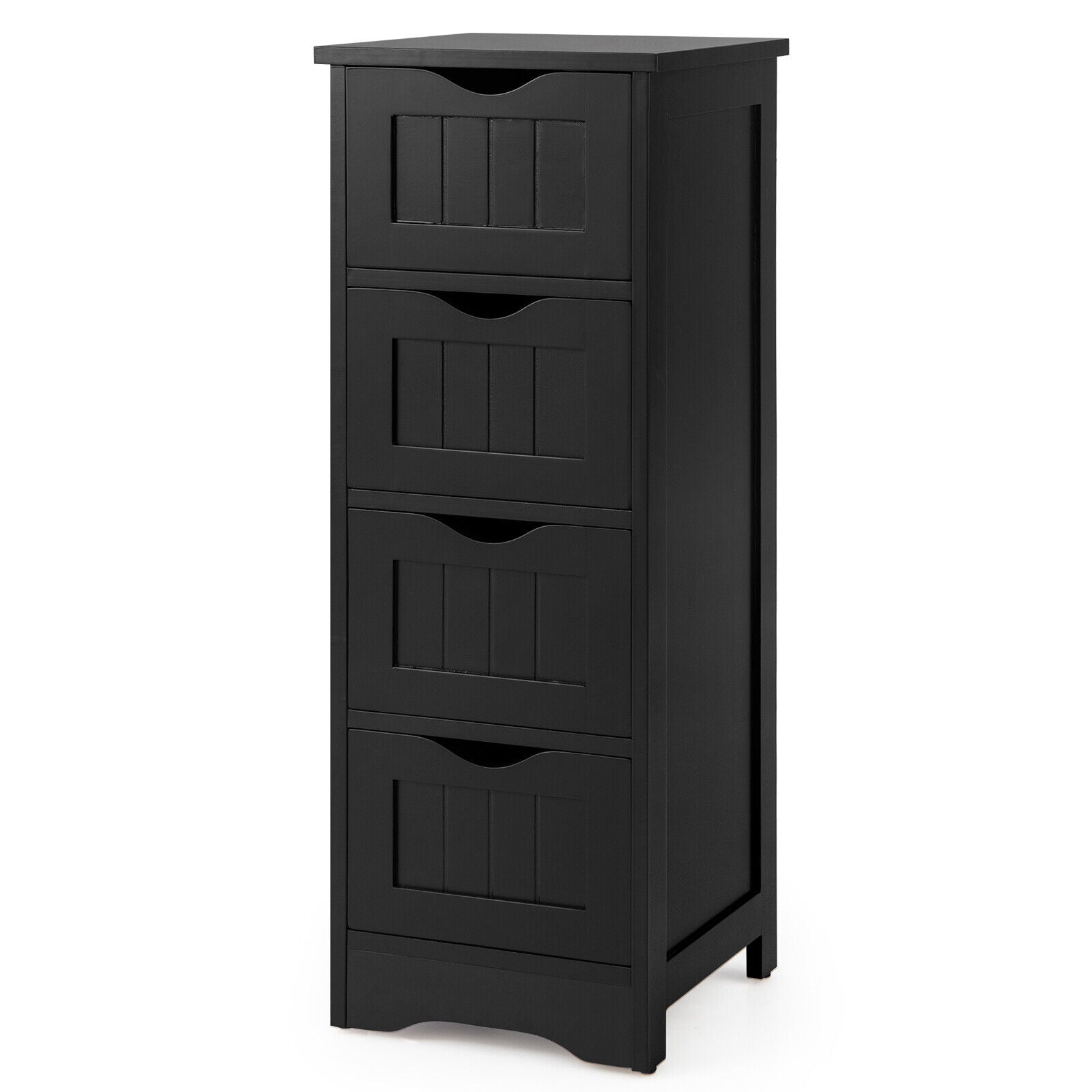 4-Drawer Freestanding Floor Cabinet, Anti-Toppling Device, Black Floor Cabinets at Gallery Canada