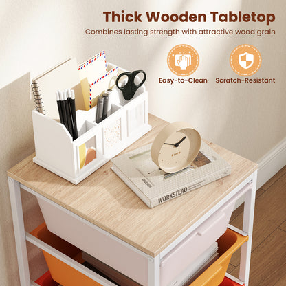 4-Drawer Rolling Storage Cart, Wooden Tabletop, Lockable Wheels, Macaron File Cabinets at Gallery Canada