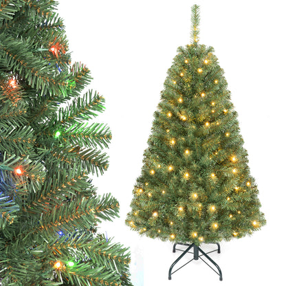 4 FT Artificial Christmas Tree, 2 Lighting Colors, Metal Stand, Green Christmas Tree at Gallery Canada