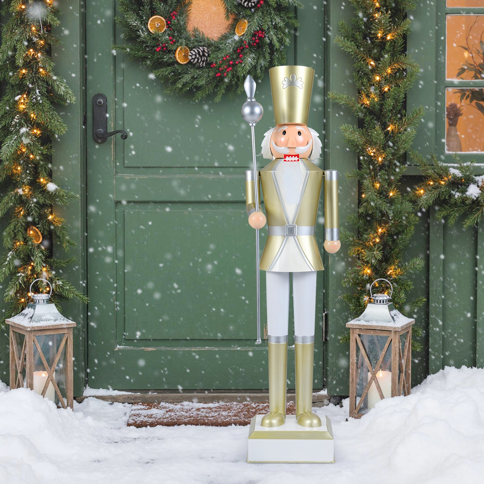 4 FT Christmas Nutcracker, High Hat Scepter, White Golden Christmas Decor & Accessories at Gallery Canada
