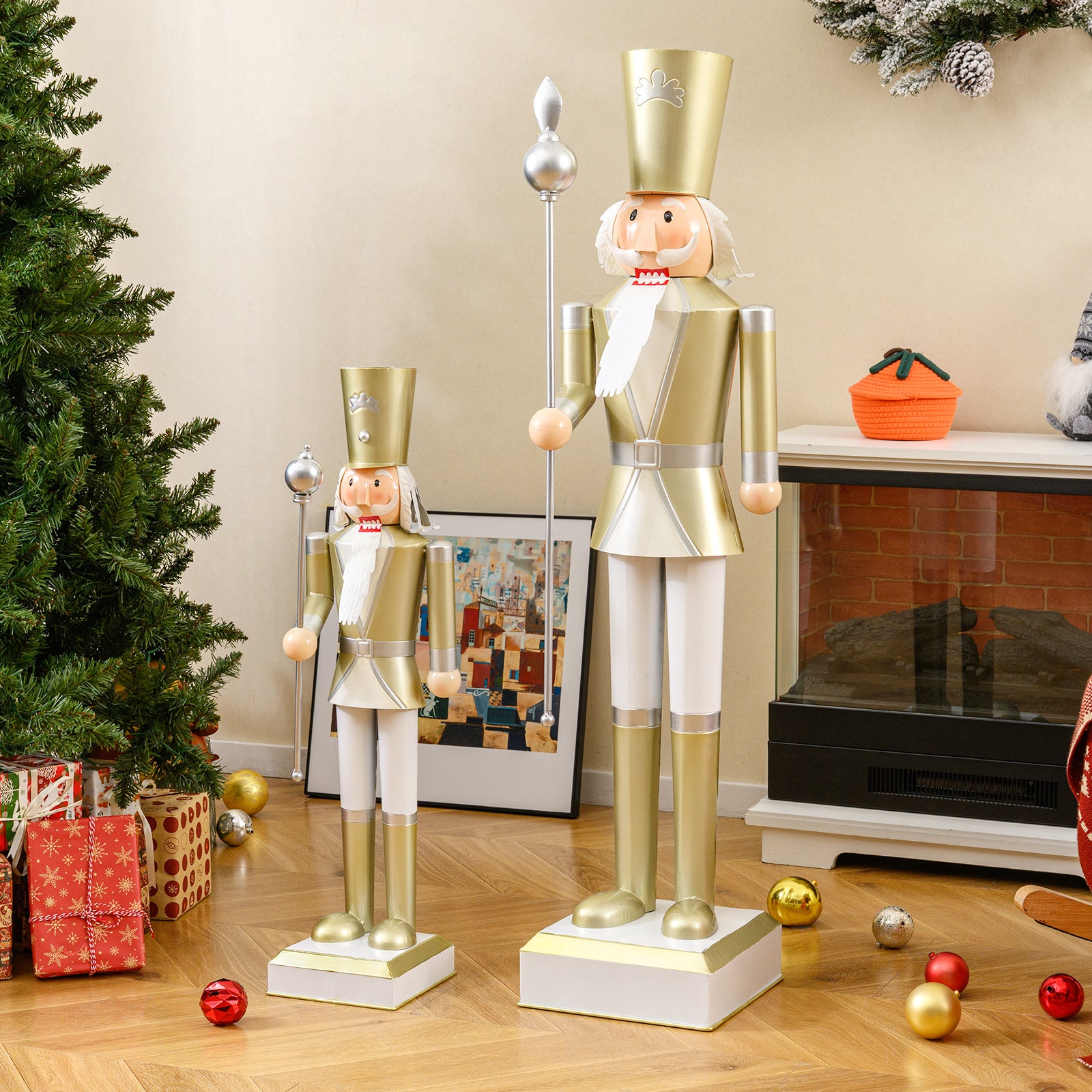 4 FT Christmas Nutcracker, High Hat Scepter, White Golden Christmas Decor & Accessories at Gallery Canada