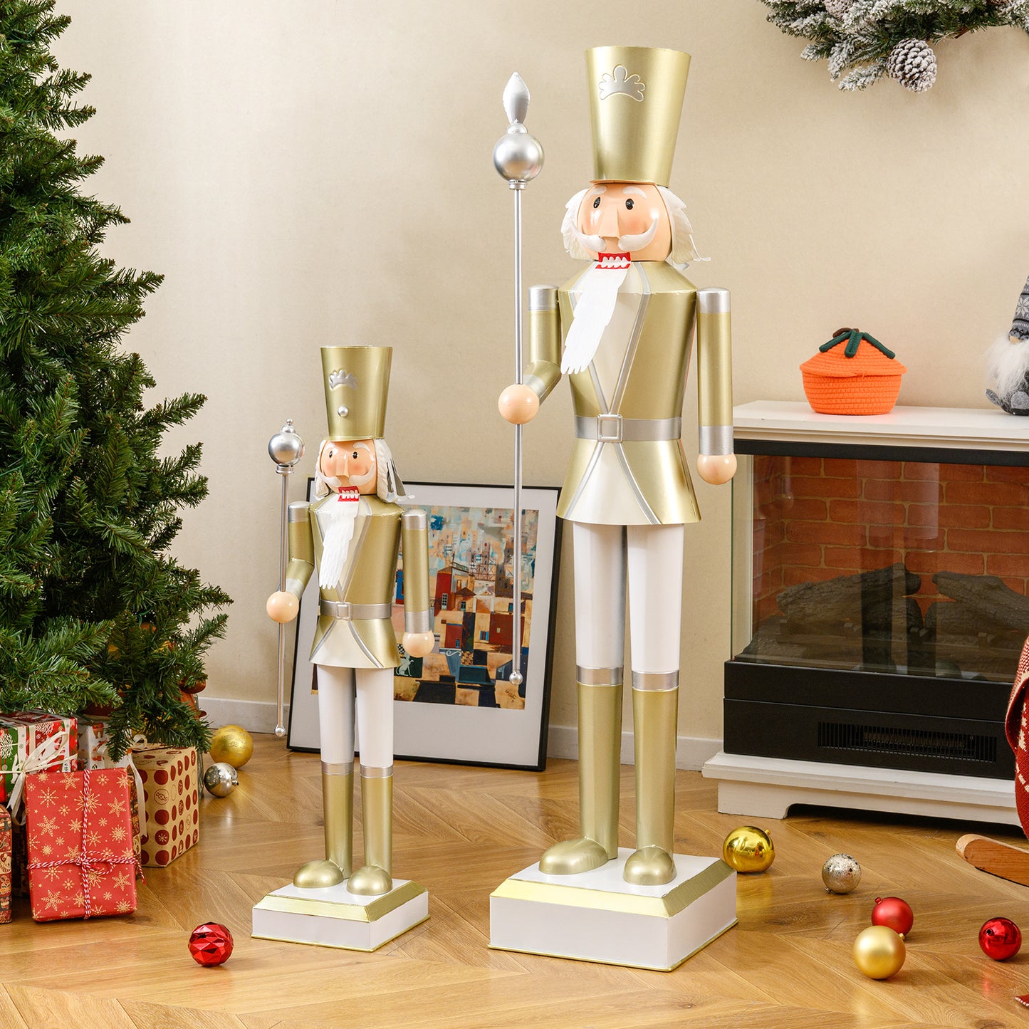 4 FT Christmas Nutcracker, High Hat Scepter, White Golden Christmas Decor & Accessories at Gallery Canada
