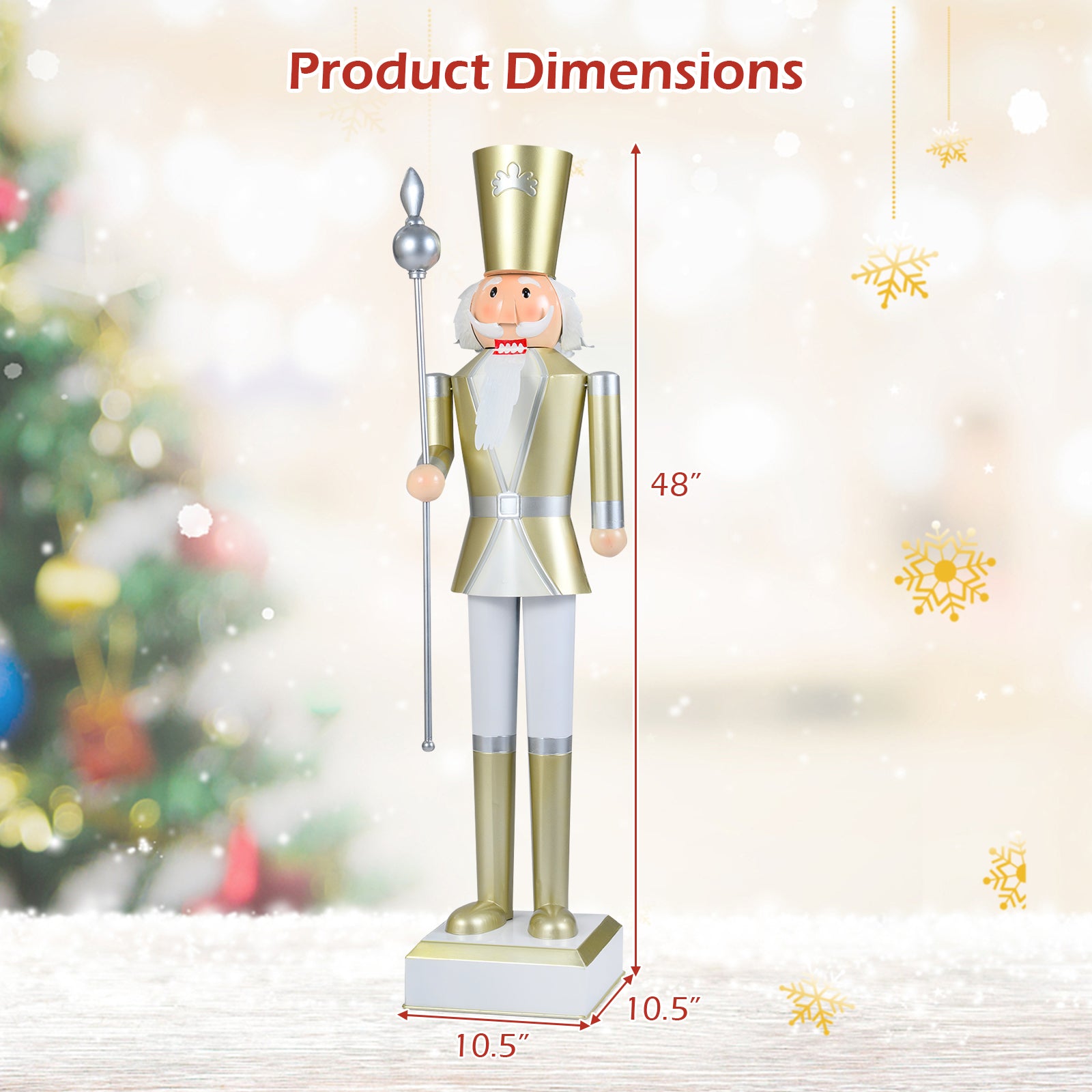 4 FT Christmas Nutcracker, High Hat Scepter, White Golden Christmas Decor & Accessories at Gallery Canada