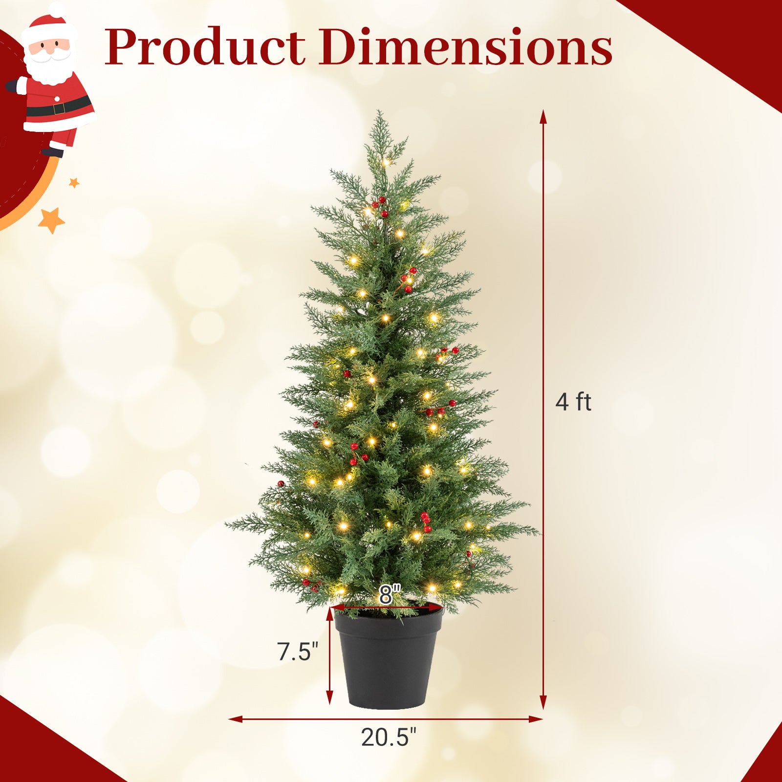 4 FT Pre-lit Christmas Trees, 70 Warm White LED Lights, 173 Tips, 2 Pack, Green Christmas Tree at Gallery Canada