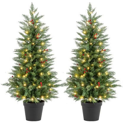 4 FT Pre-lit Christmas Trees, 70 Warm White LED Lights, 173 Tips, 2 Pack, Green Christmas Tree Options at Gallery Canada