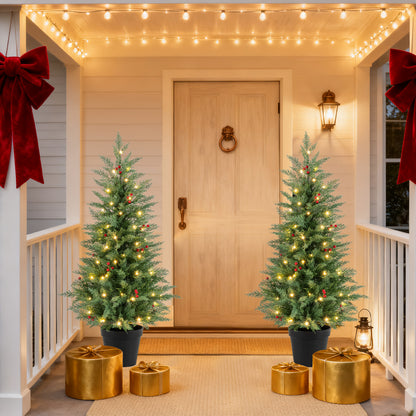 4 FT Pre-lit Christmas Trees, 70 Warm White LED Lights, 173 Tips, 2 Pack, Green Christmas Tree at Gallery Canada