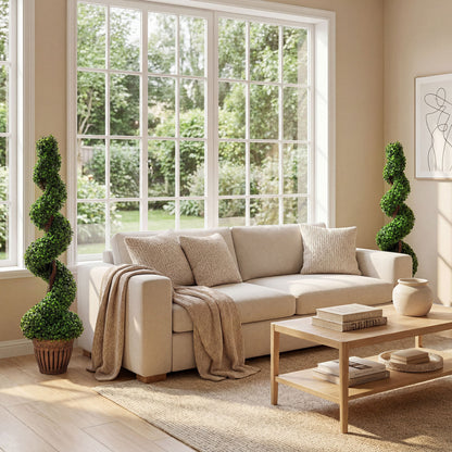4 Feet Artificial Boxwood Spiral Tree, Green Faux Plants at Gallery Canada