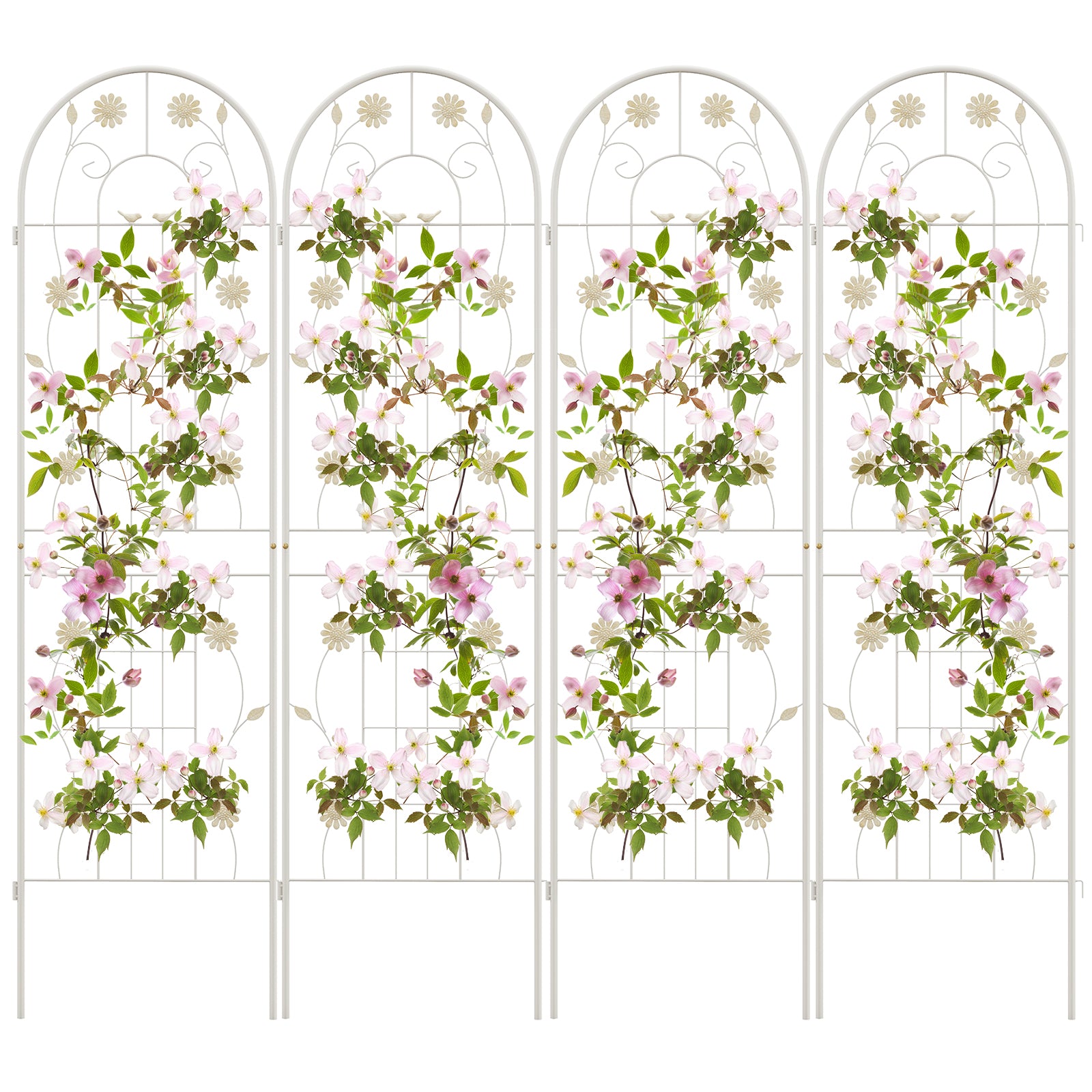 4 Pack 71 x 20 Inches Metal Garden Trellis, White Decorative Fencing & Flooring White at Gallery Canada