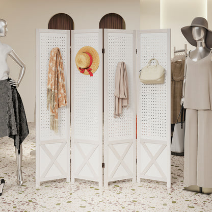4-Panel Pegboard Room Divider, 67 Inches Tall, Foldable Privacy Screen Room Dividers at Gallery Canada
