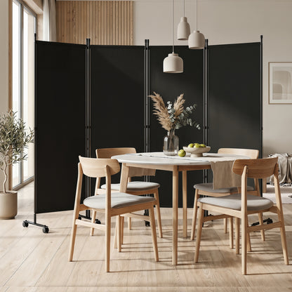 4-Panel Room Divider with Lockable Wheels for Living Room, Black Room Dividers at Gallery Canada