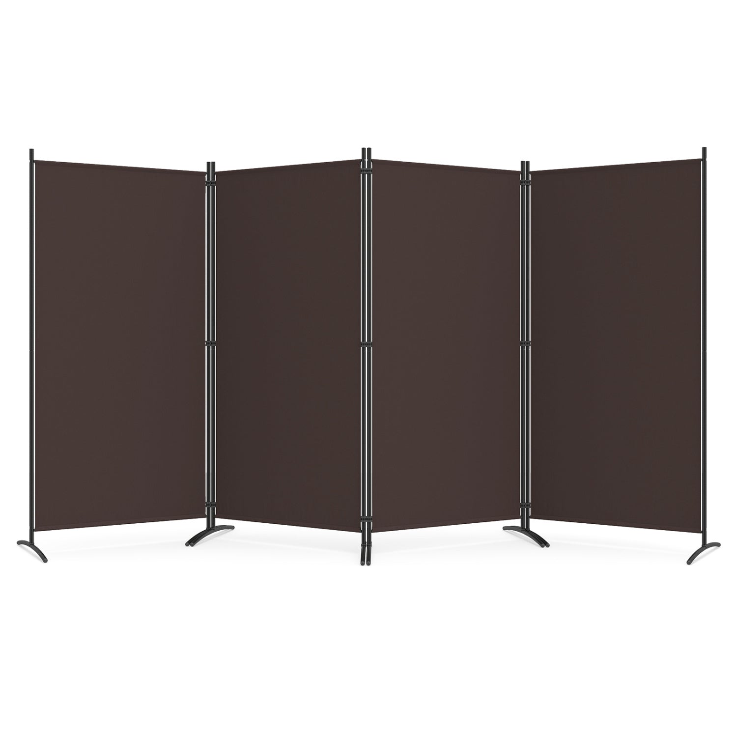 4 Panel Room Divider 6 FT Tall Folding Privacy Screen, Brown Room Dividers Brown at Gallery Canada