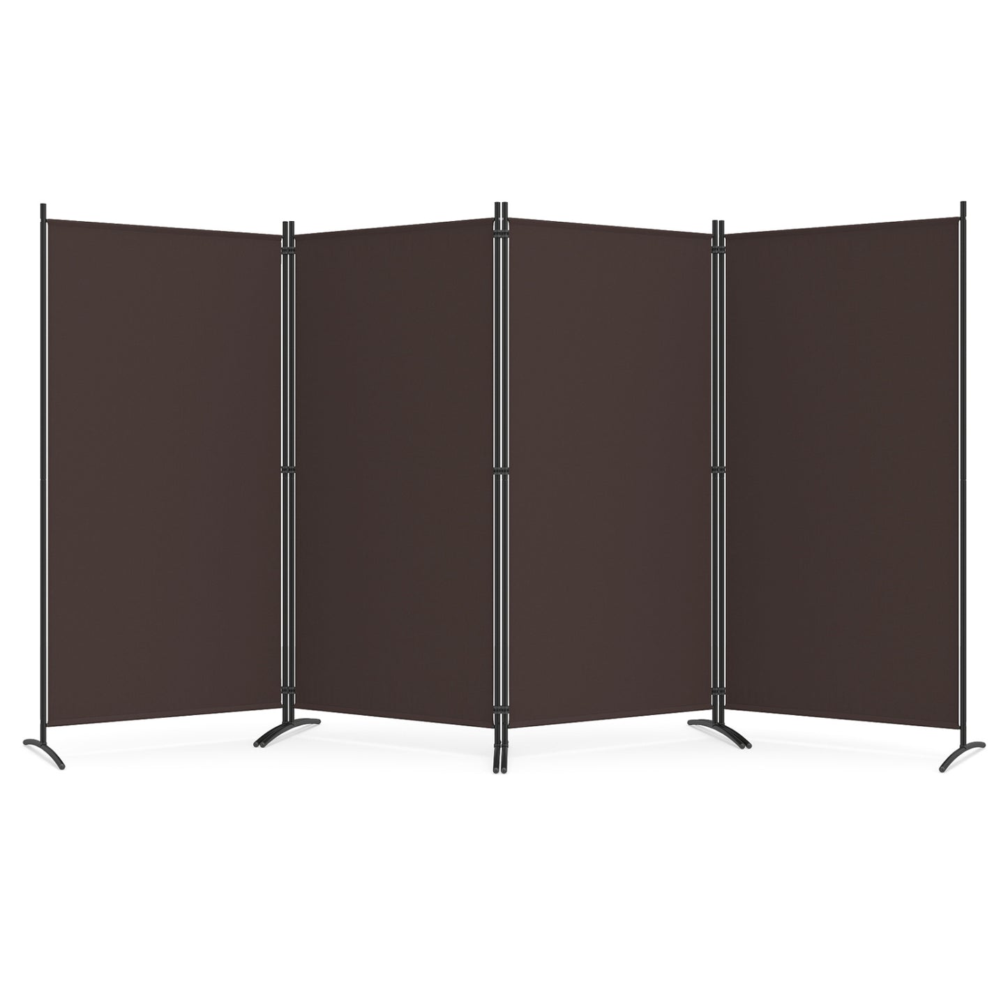 4 Panel Room Divider 6 FT Tall Folding Privacy Screen, Brown Room Dividers Brown at Gallery Canada