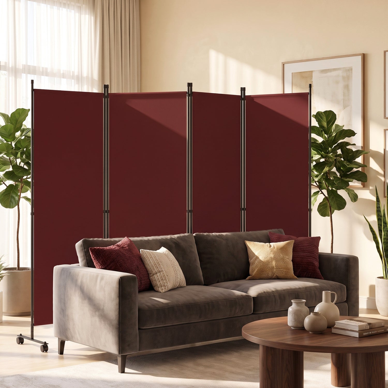 4-Panel Room Divider, Lockable Wheels, Coffee Room Dividers at Gallery Canada