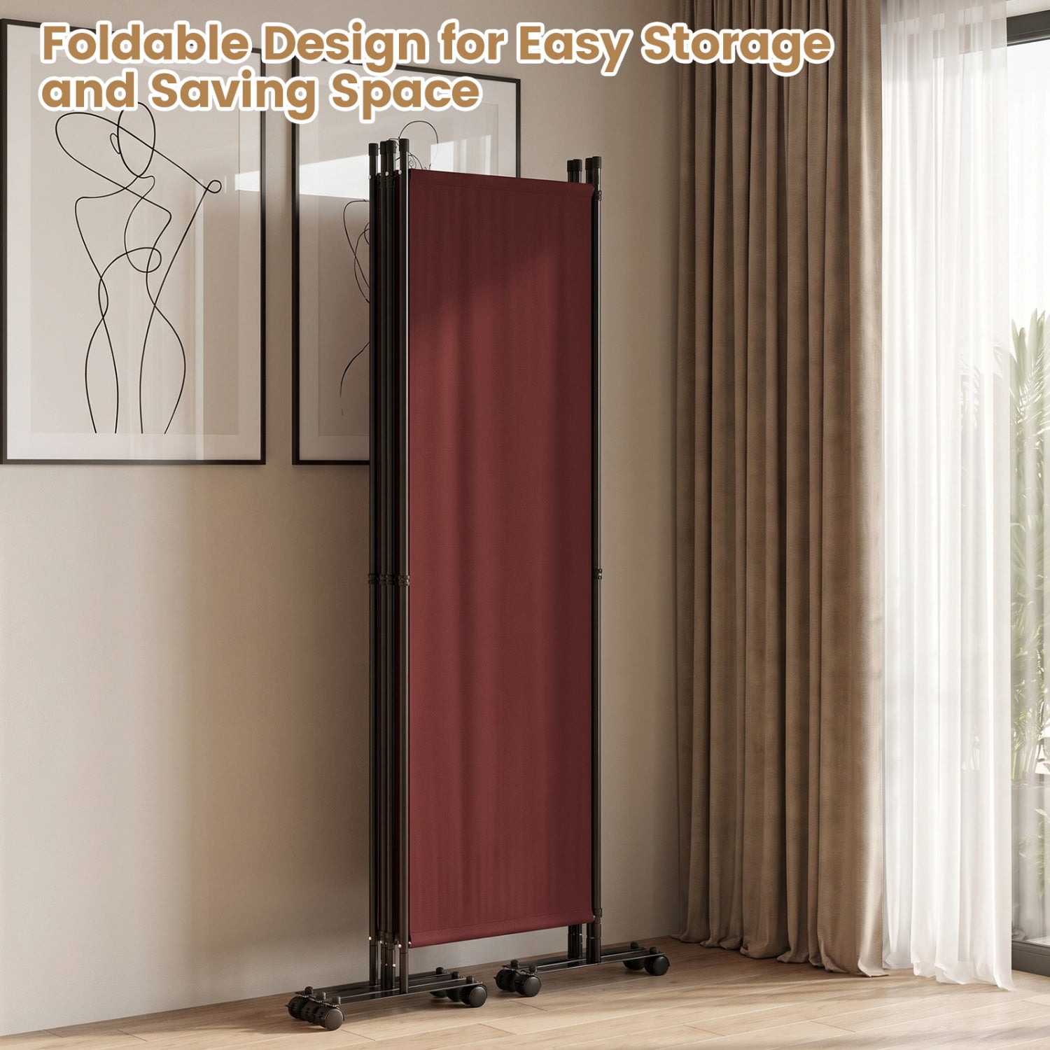 4-Panel Room Divider, Lockable Wheels, Coffee Room Dividers at Gallery Canada
