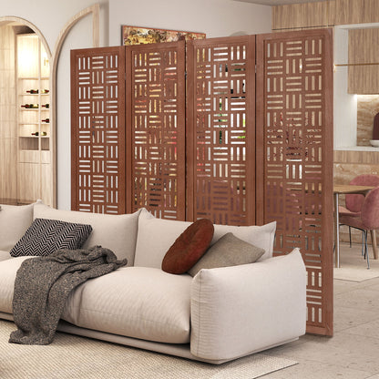 4-Panel Solid Wood Room Divider, Walnut Room Dividers at Gallery Canada