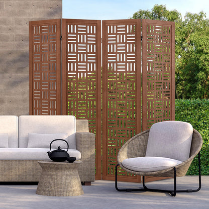 4-Panel Solid Wood Room Divider, Walnut Room Dividers at Gallery Canada
