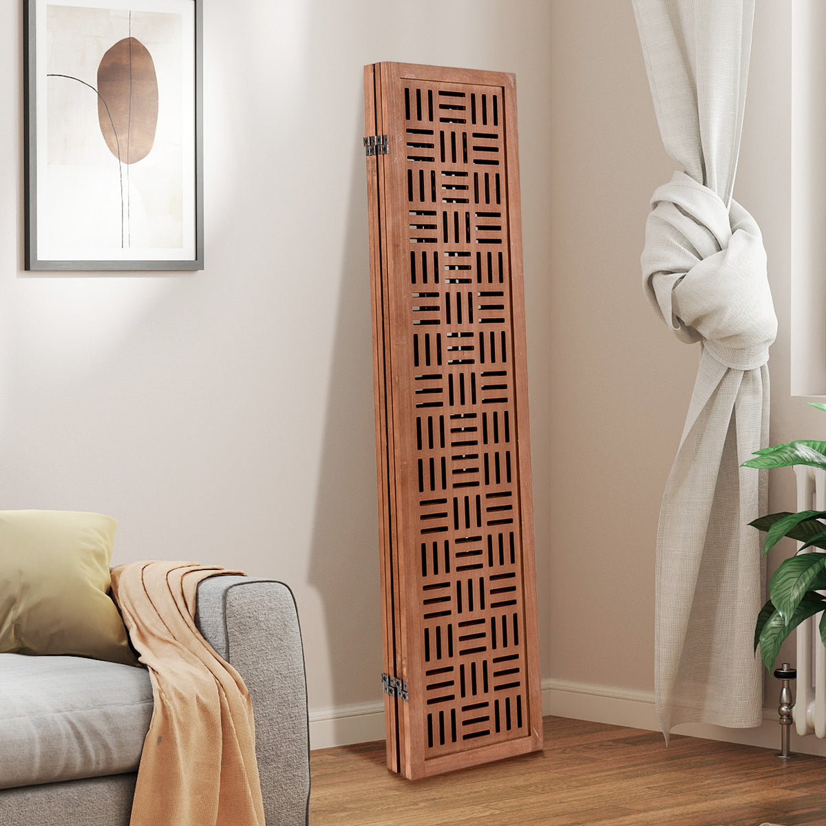 4-Panel Solid Wood Room Divider, Walnut Room Dividers at Gallery Canada