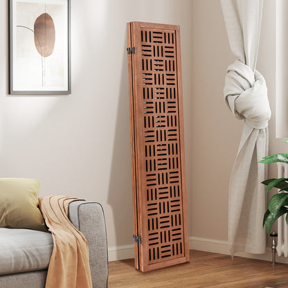 4-Panel Solid Wood Room Divider, Walnut Room Dividers at Gallery Canada