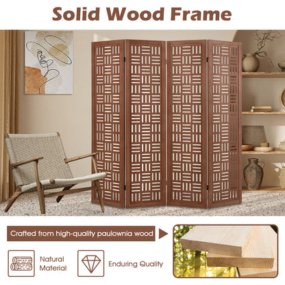 4-Panel Solid Wood Room Divider, Walnut Room Dividers at Gallery Canada
