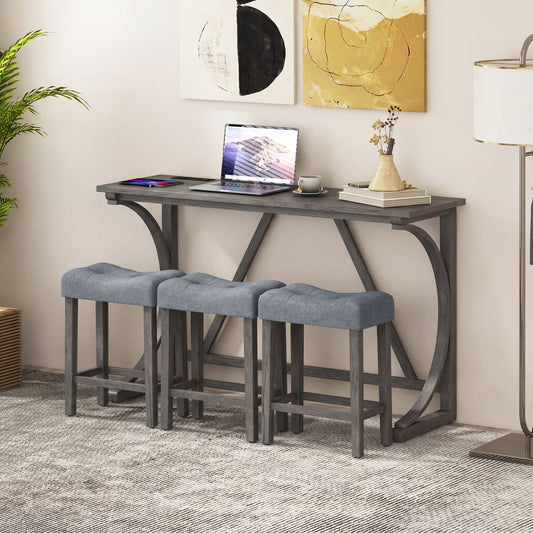 4-Piece Bar Table Set With Power Outlet, Black Dining Room Sets Black at Gallery Canada