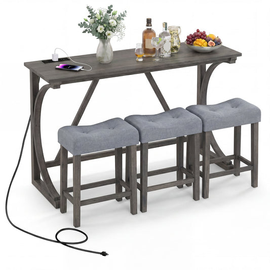 4-Piece Bar Table Set With Power Outlet, Black Dining Room Sets Black at Gallery Canada