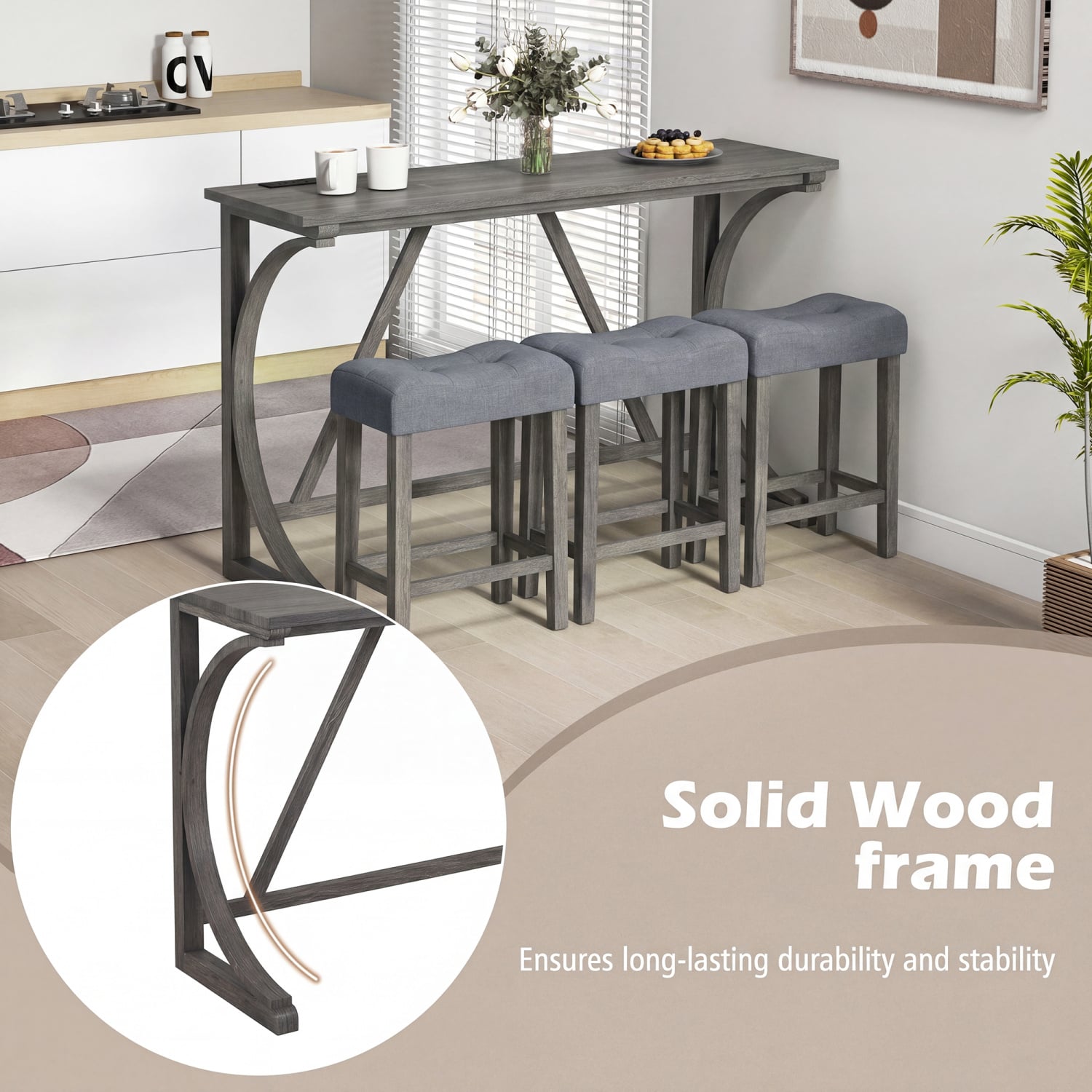 4-Piece Bar Table Set With Power Outlet, Black Dining Room Sets at Gallery Canada