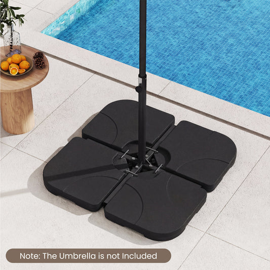 4-Piece Cantilever Offset Base 164 LBS Heavy-Duty Square with U-Locking Pins, Black Outdoor Umbrella Bases Black at Gallery Canada