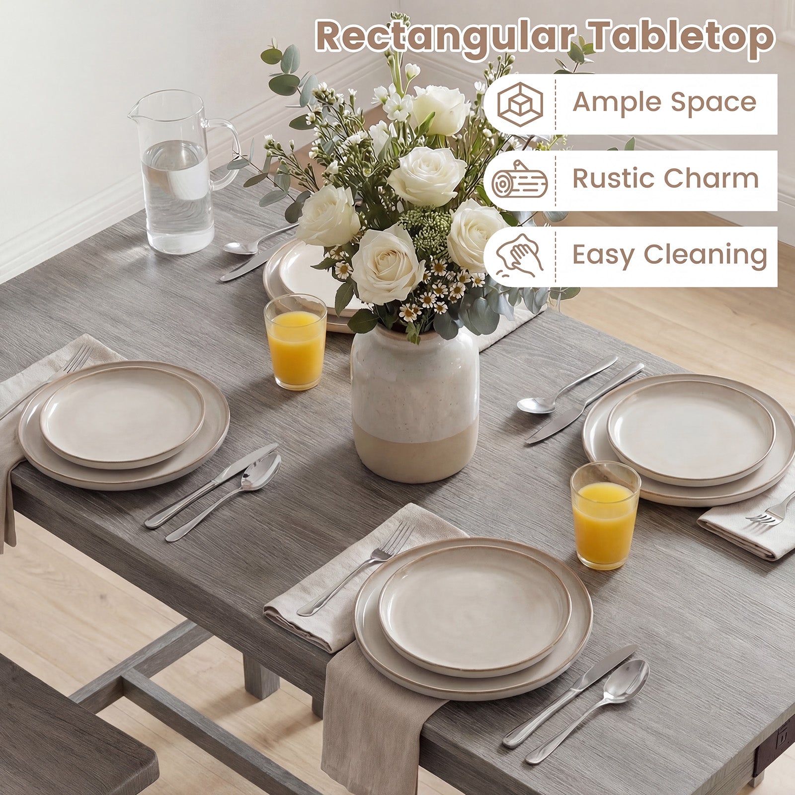 4-Piece Counter Height Dining Table Set, Solid Rubber Wood, Gray Dining Room Sets at Gallery Canada