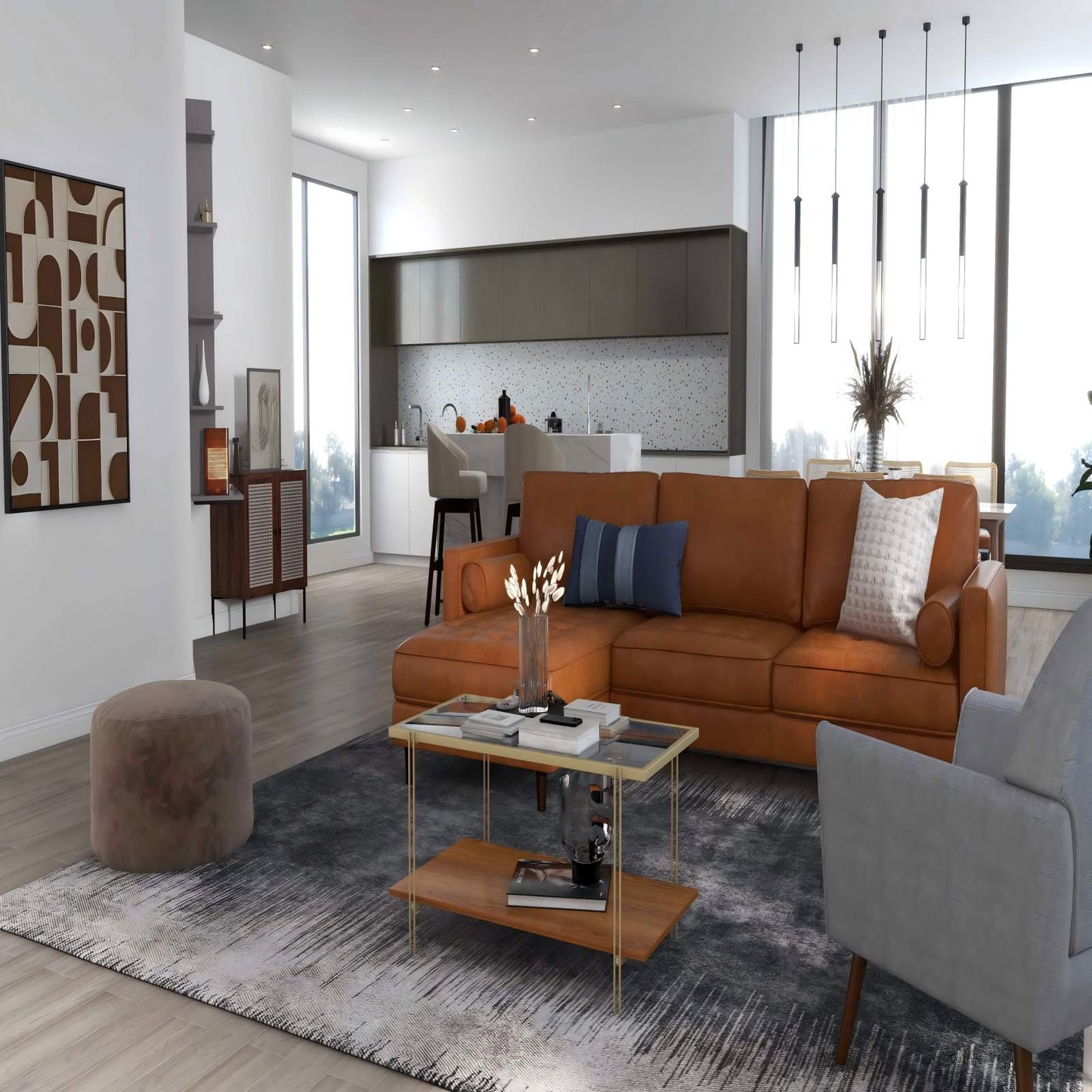 4-Piece Furniture Set, Swivel Bar Stools, Kitchen Sideboard, Sectional Sofa, Glass Coffee Table Furniture at Gallery Canada