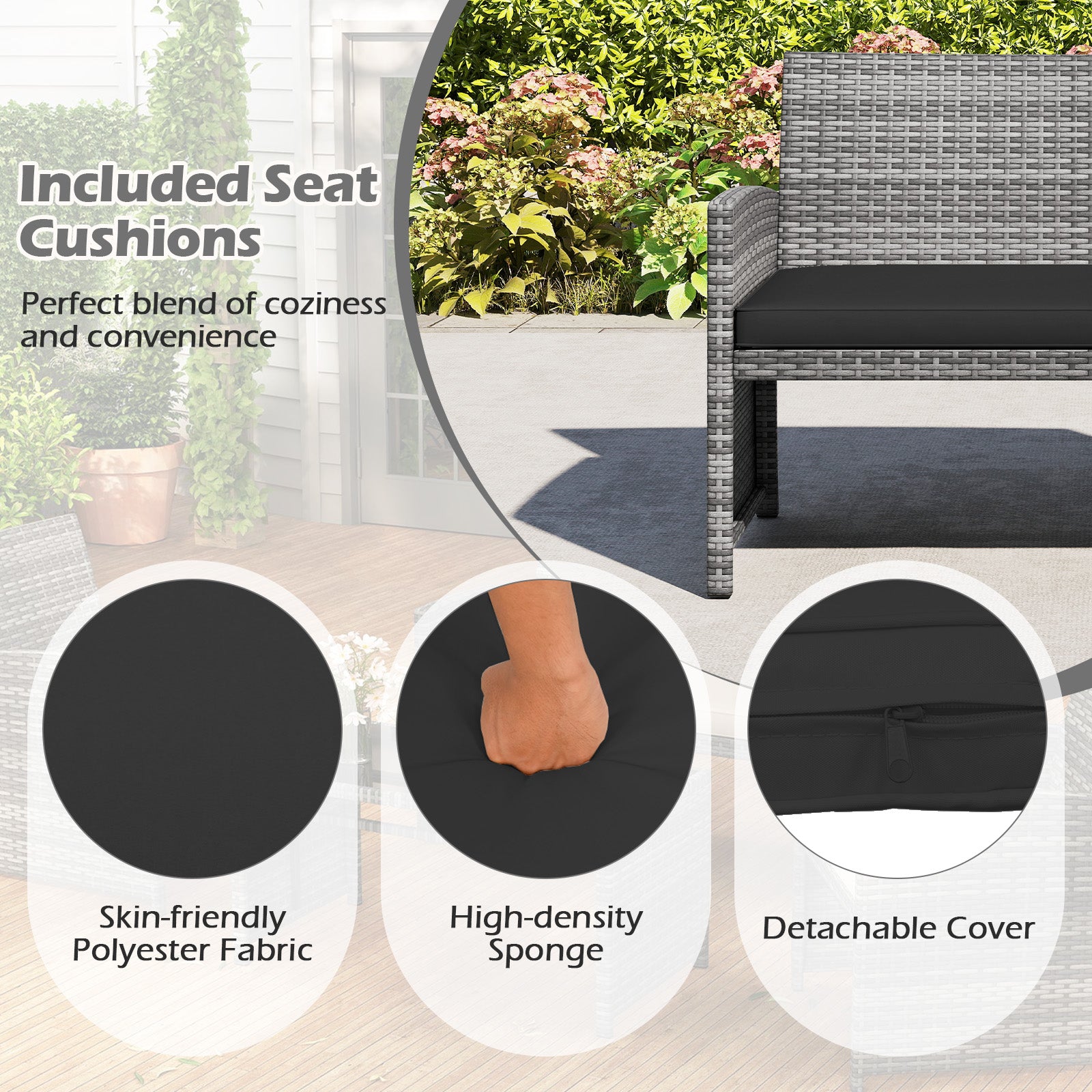 4 Piece Patio Conversation Set, Rattan Chair Loveseat Table, Black Patio Conversation Sets at Gallery Canada