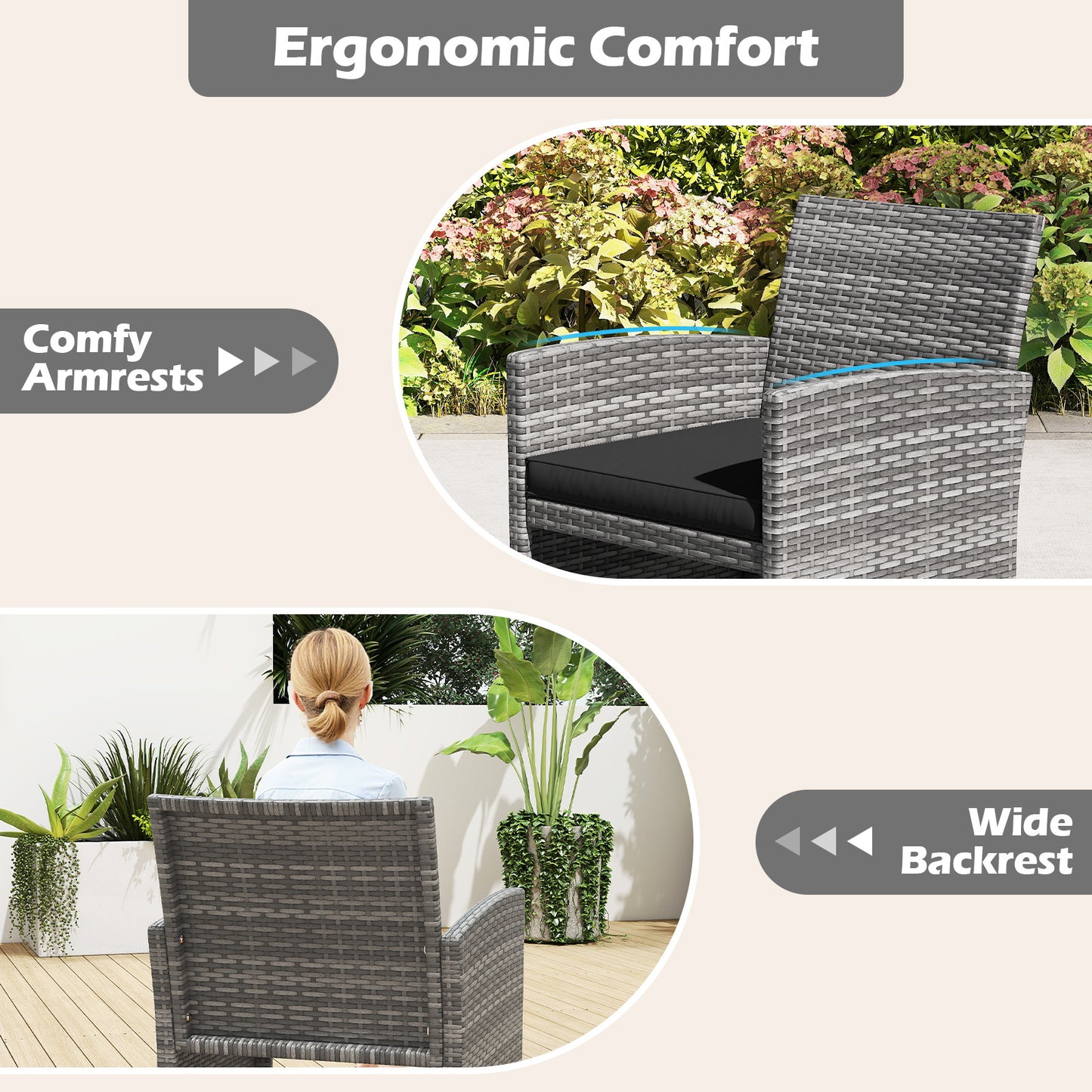 4 Piece Patio Conversation Set, Rattan Chair Loveseat Table, Black Patio Conversation Sets at Gallery Canada