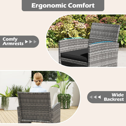4 Piece Patio Conversation Set, Rattan Chair Loveseat Table, Black Patio Conversation Sets at Gallery Canada