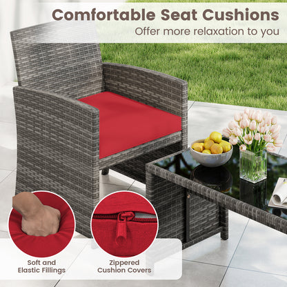 4 Piece Patio Conversation Set, Rattan Chair Loveseat Table, Red Patio Conversation Sets at Gallery Canada