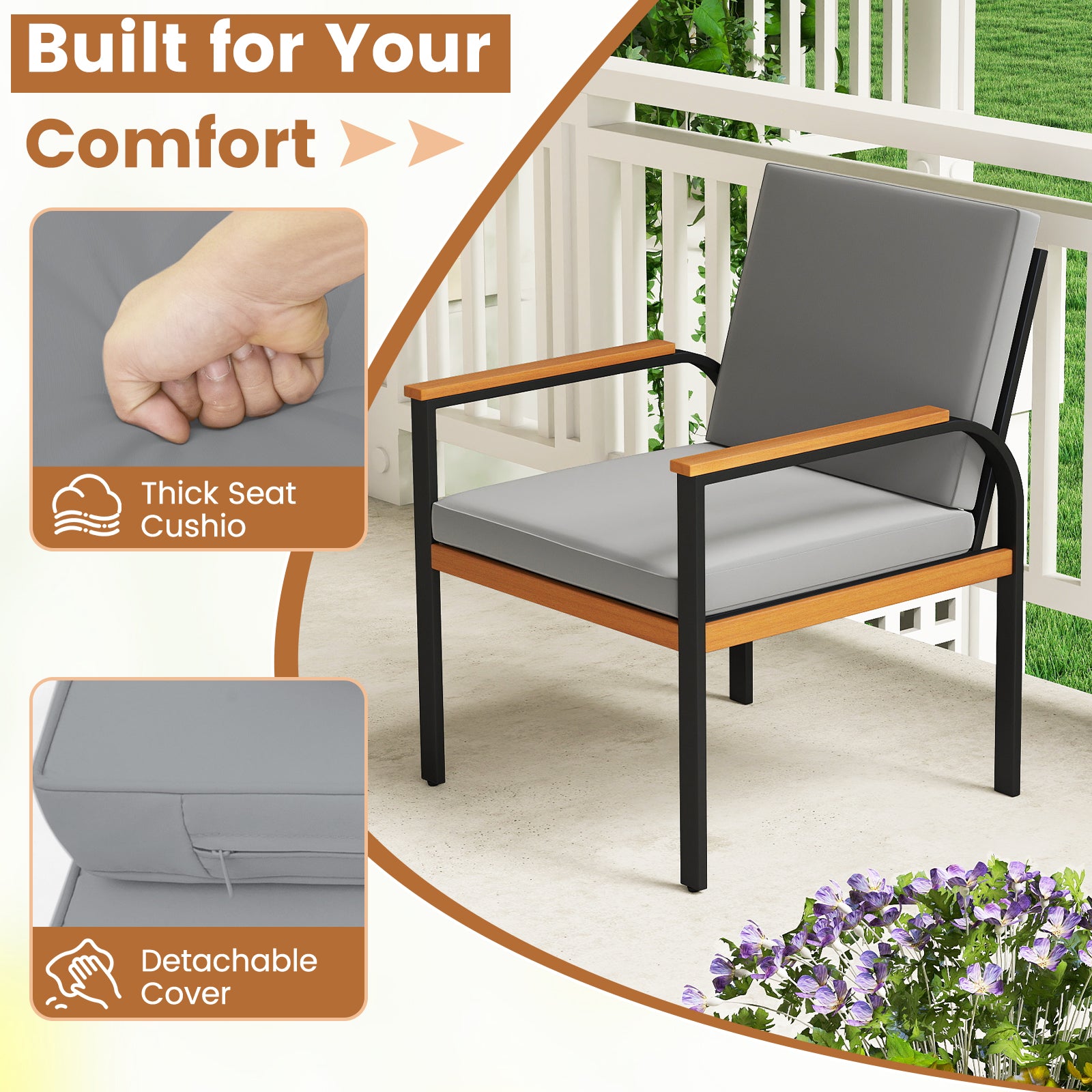 4 Piece Patio Furniture Set, Coffee Table, Loveseat, Removable Cushions, Gray Patio Conversation Sets at Gallery Canada